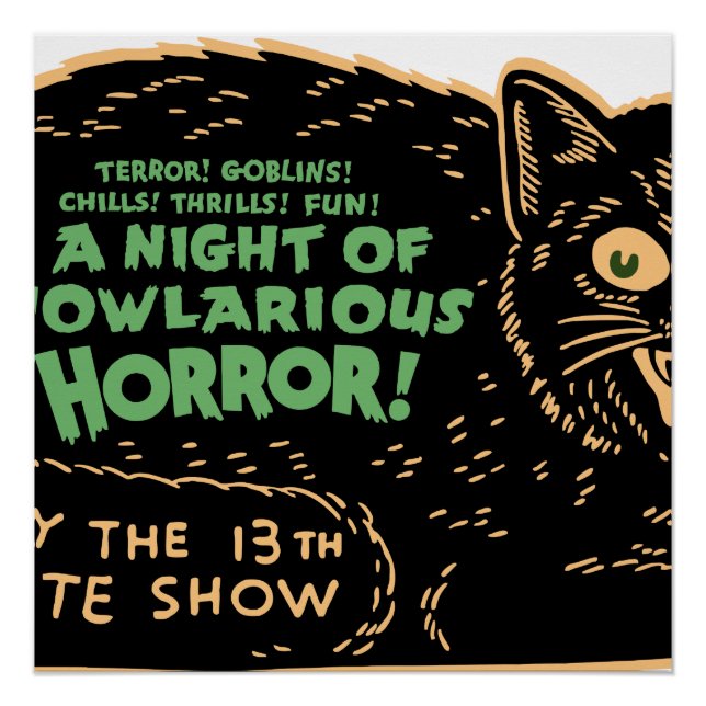 Póster Gato negro vintage de Halloween (Anverso)