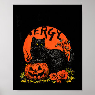 Póster Gato negro vintage retro energía gatito luna 90s