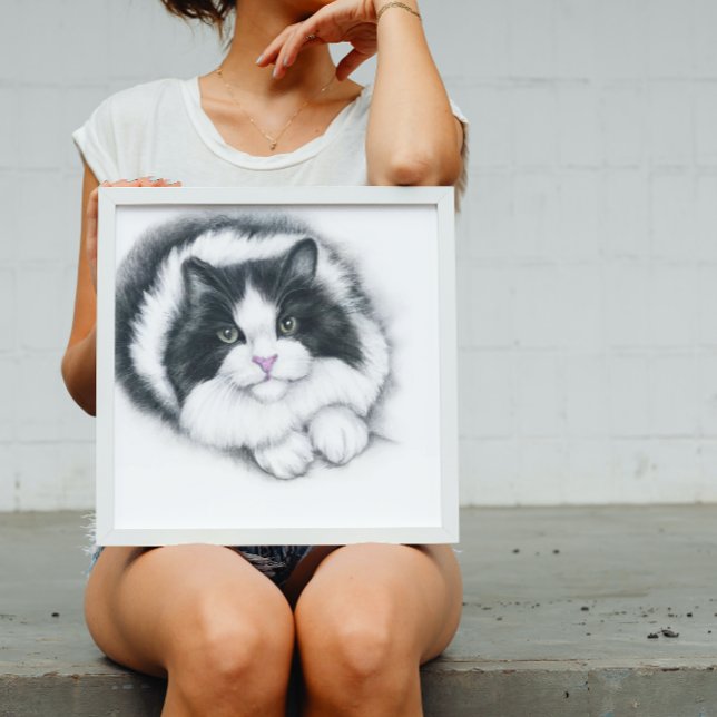 Póster gato negro y blanco kawaii (Subido por el creador)