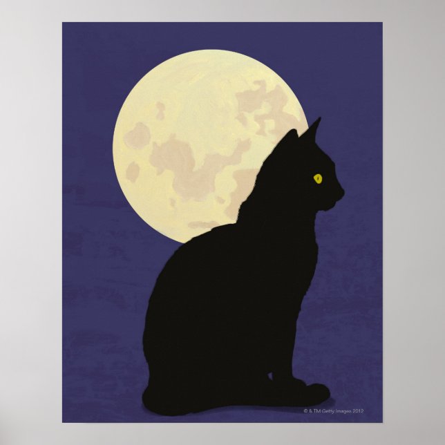 Póster Gato negro y la luna (Frente)