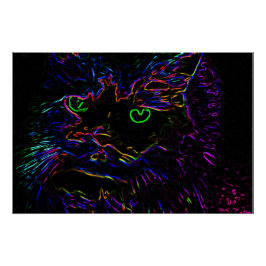Póster Gato Neon Glow