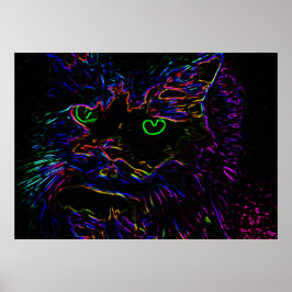 Póster Gato Neon Glow