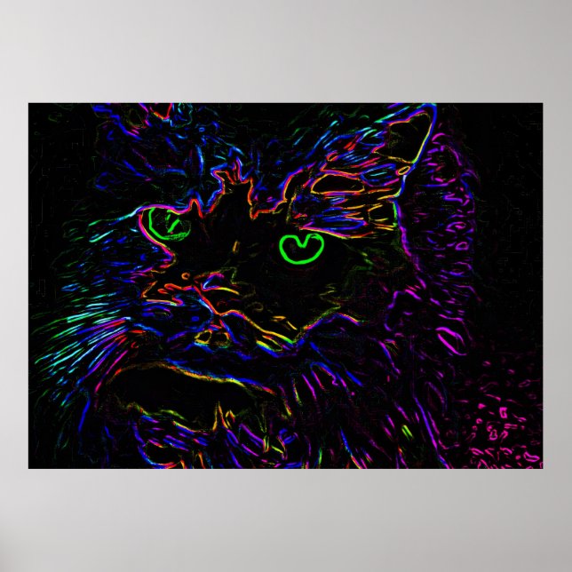 Póster Gato Neon Glow (Frente)