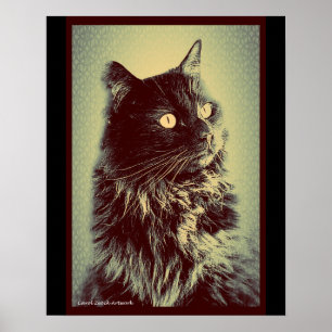 Póster Gato noruego negro del bosque