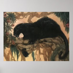 Póster Gato Pantera Negra Vintage
