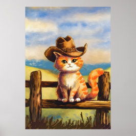 Póster Gato papá pintado con acuarela