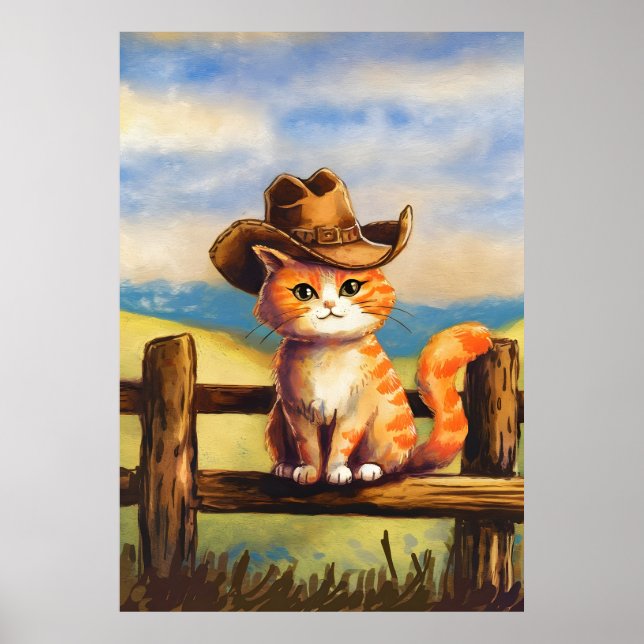 Póster Gato papá pintado con acuarela (Frente)