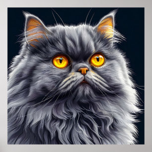 Póster Gato Persa Con Ojos Naranjas Brillantes