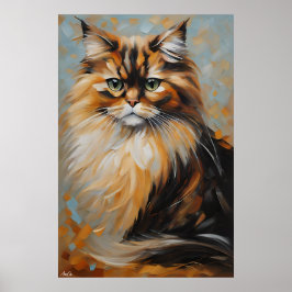 Póster | Gato persa | Estilo de pintura de aceite
