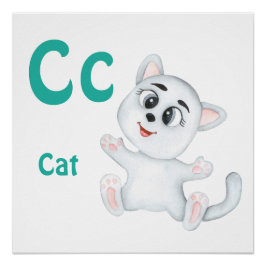Póster Gato personaliza ABC: Letra C - Agrega tu nombre