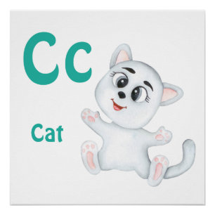 Póster Gato personaliza ABC: Letra C - Agrega tu nombre