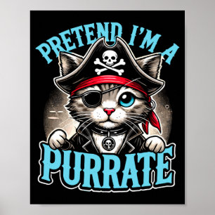 Póster Gato pirata _ finge un gato pirata _ lindo hallowe