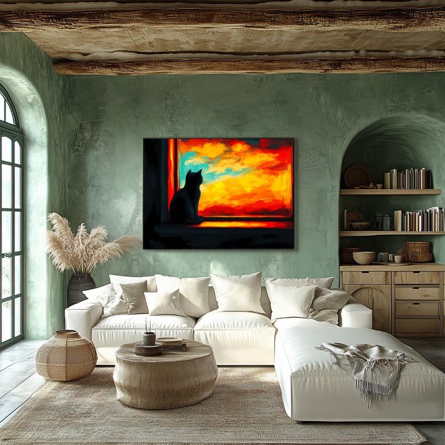 Póster Gato Pop Art al atardecer - Vista desde la ventana (Subido por el creador)