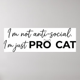 Póster Gato Pro Divertido Introvertido Antisocial 