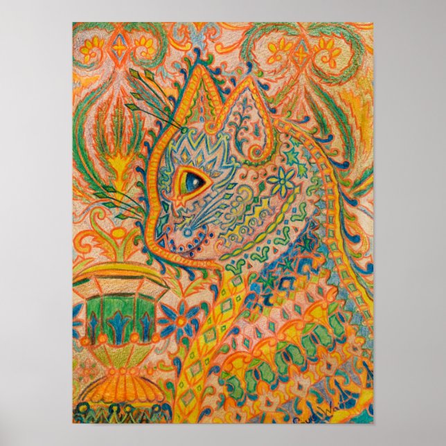 Póster Gato psicodélico de Louis Wain (Frente)