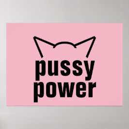 Póster Gato Pussy Power Oídos Mujeres De Resistencia Rosa
