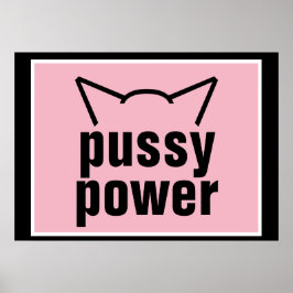 Póster Gato Pussy Power Oídos Mujeres De Resistencia Rosa
