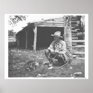 Póster Gato que come fuera de un café Can.