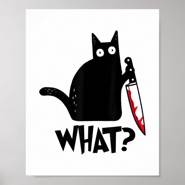 Póster Gato Qué_ Gracioso Gato Negro  (Frente)