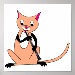 Póster Gato que juega el Clarinet