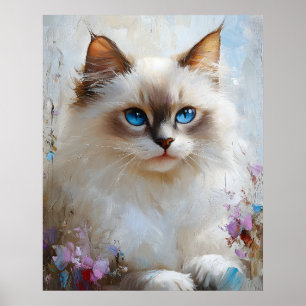 Póster Gato Ragdoll Elegante en un Jardín de Flores – Pas
