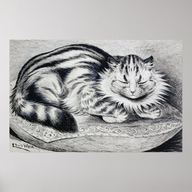 Póster Gato rayado, Louis Wain (Frente)
