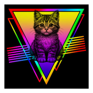 Póster Gato Retro Adorable