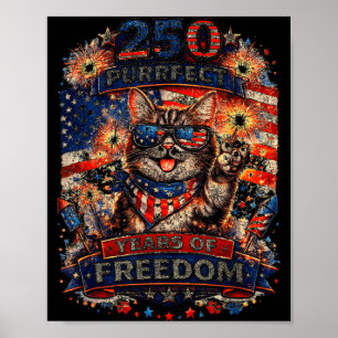 Póster Gato Retro Genial 250 Años Patriota Americano