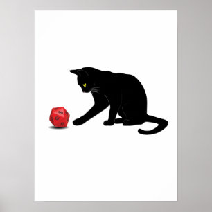 Póster Gato Rolling Dice RPG Rol Jugando Juegos Gaming Lo