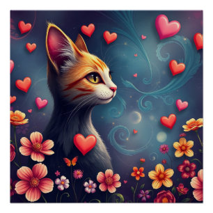 Póster Gato romántico