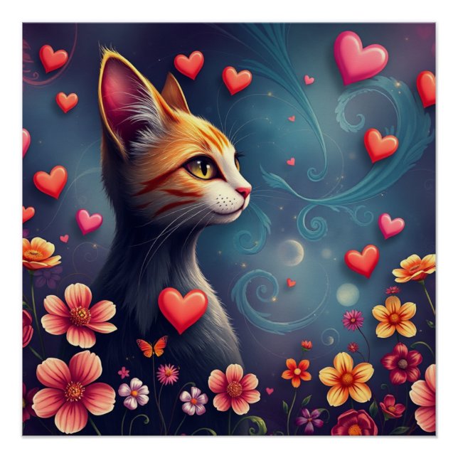 Póster Gato romántico (Anverso)
