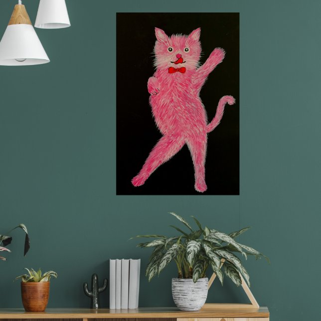 Póster Gato Rosa Bailando (Salón 1)