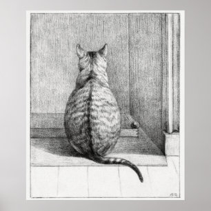 Póster Gato sentado, desde atrás (1812)