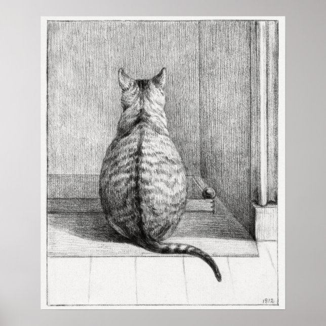 Póster Gato sentado, desde atrás (1812)  (Frente)