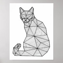 Gato sentado geométrico, atrás