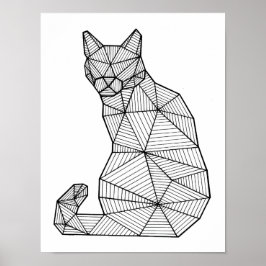 Póster Gato sentado geométrico, atrás