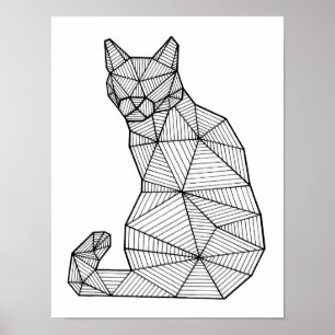 Póster Gato sentado geométrico, atrás