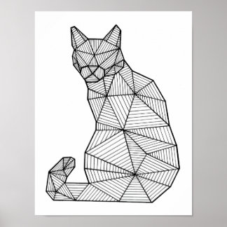 Póster Gato sentado geométrico, atrás