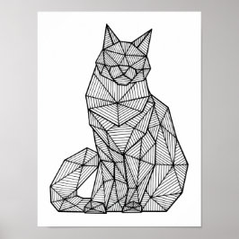 Póster Gato sentado geométrico, frontal