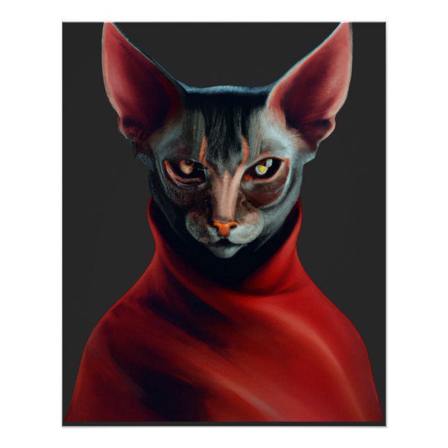 Póster Gato Sfinx: medio gato, medio diablo, maestro Sfin (Anverso)