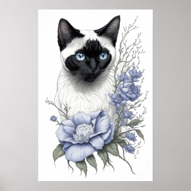 Póster Gato siamés (Frente)