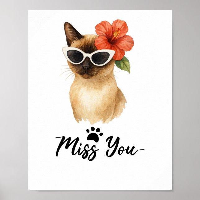 Póster Gato siamés con una palabra que te extraña (Frente)