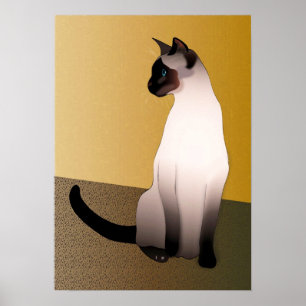 Póster Gato siamés del punto del sello