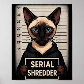 Póster Gato siamés Destructor Serial Mugshot Mascota Dive