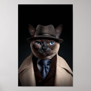 Póster Gato siamés en un traje   Mi gato móvil   Gato gra