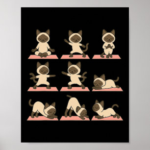 Póster Gato siamés haciendo yoga vegano kawaii zen 