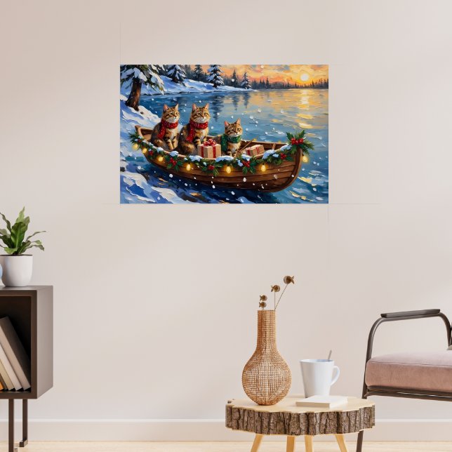 Póster Gato Siberiano Navidad Barco Fiesta (Salón 3)