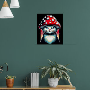 Póster Gato sicodélico de salón - Amanita Guardian