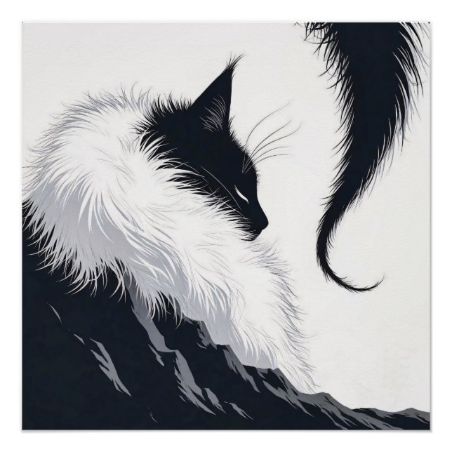 Póster Gato Silencioso Minimalista (Anverso)