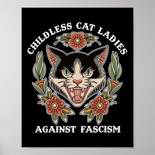 Póster Gato sin hijos contra el fascismo (Frente)